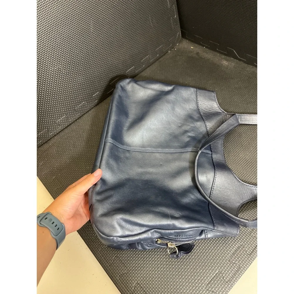 Rare Coach Lexi Navy Blue Graphite Leather‎ Tote Bag Vintage Y2K Purse Womens